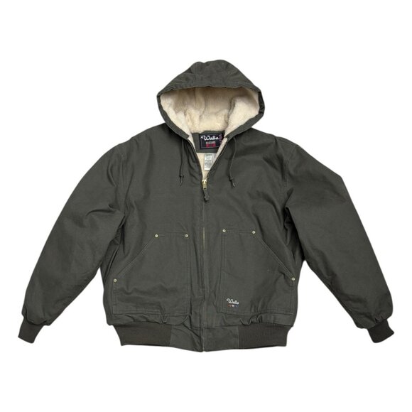 WALLS Canvas Sherpa Fleece Work Wear Hooded Green Winter Parka Jacket Mens XL - Picture 1 of 7